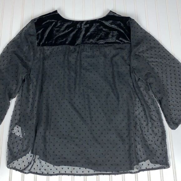 Style & Co Plus Size Swiss-Dot Velvet-Yoke Top Eyelet Black 3X NWT - Picture 9 of 10